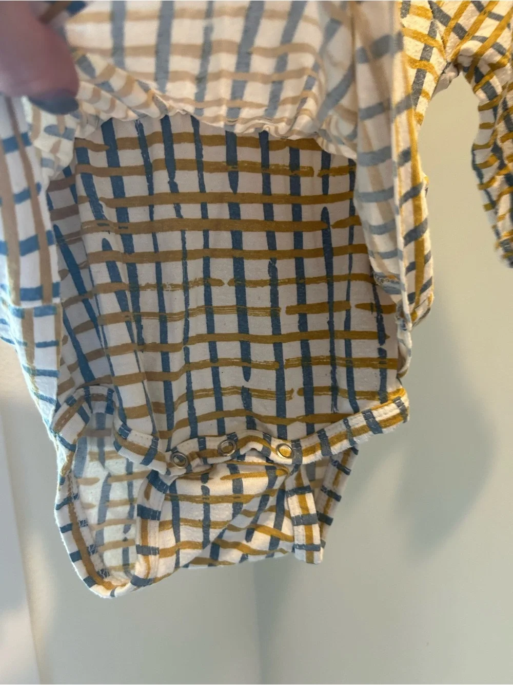 Spearmint Love Bamboo Plaid Long-Sleeve Bodysuit Dress - Mustard & Gray